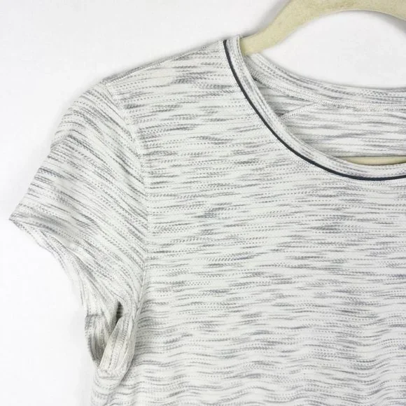 Lululemon Another Mile Short Sleeve Shirt Size 6 Tiger Space Dye Black White - Picture 2 of 4